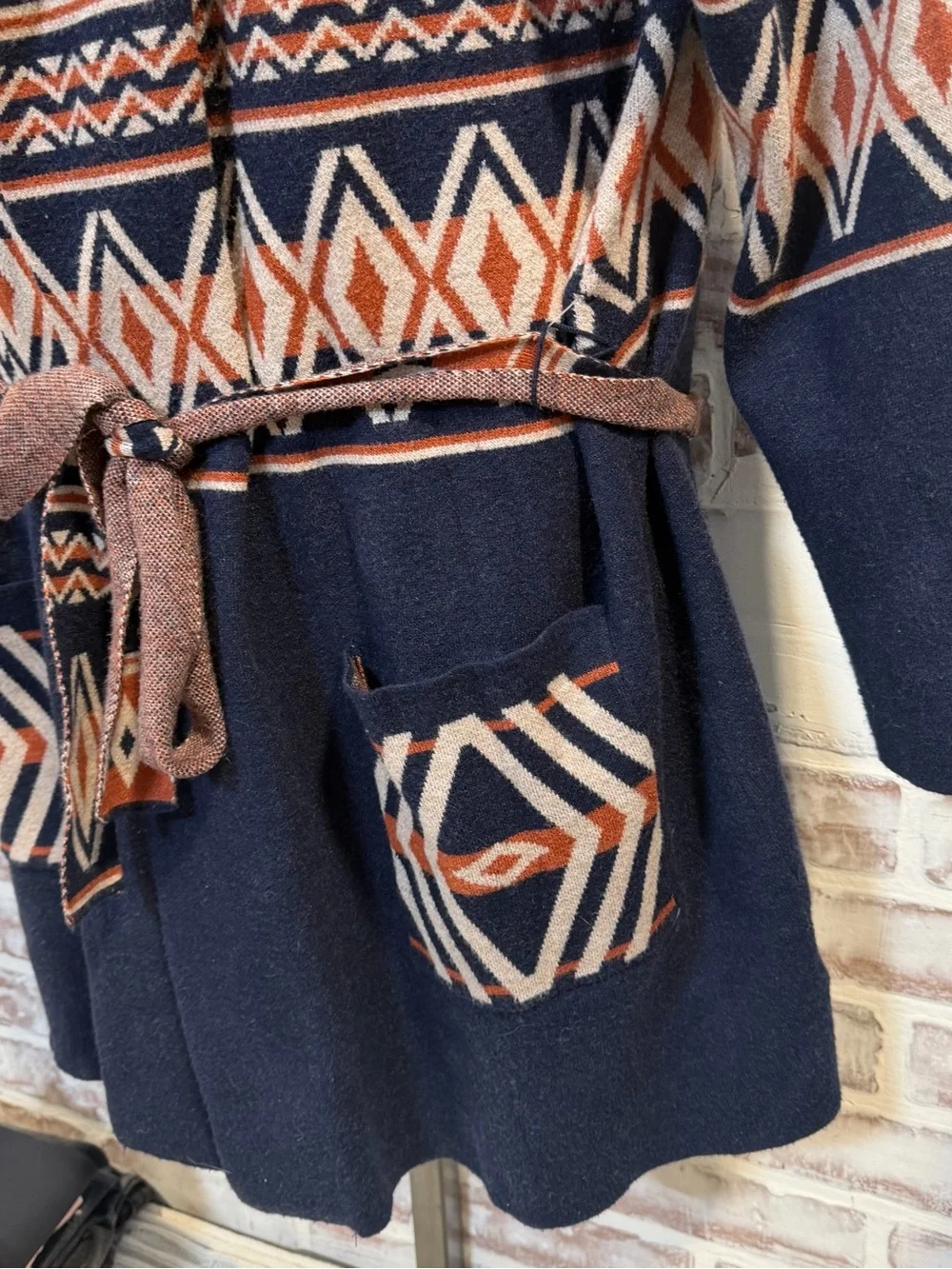 Rachel Zoe Navy & Rust Knit Cardigan 1X